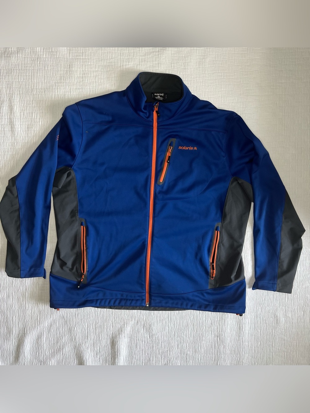 Solaris Men's Blue Softshell Jacket with Orange Accents